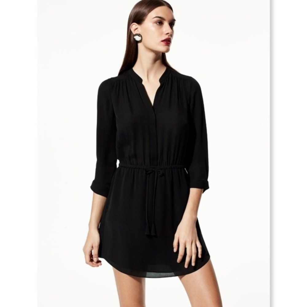 Aritzia T. Babaton 100% silk black sheet dress size xxs